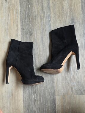 Hugo Boss Black Suede Platform Ankle Booties